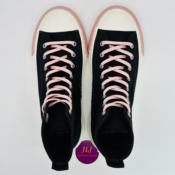 PF Flyers Women's The All American Hi Casual Sneakers Black/Pink Size 7.5 - Picture 9 of 11